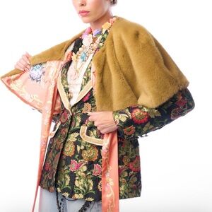 Aratta Grace Kelly Reversible Cape Faux Fur with crystal tassels. BRAND NEW